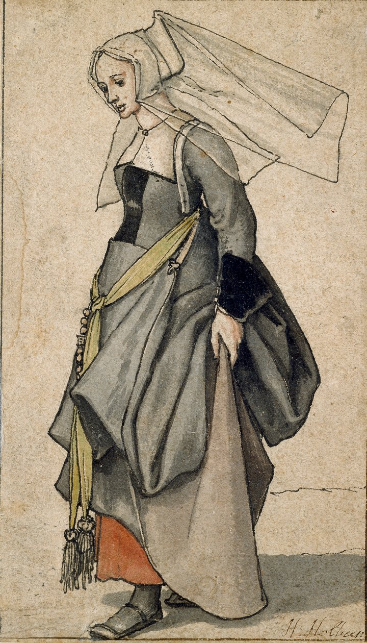 Figura de uma jovem inglesa em trajes contemporâneos, 1532-1543 de Hans Holbein der Jüngere