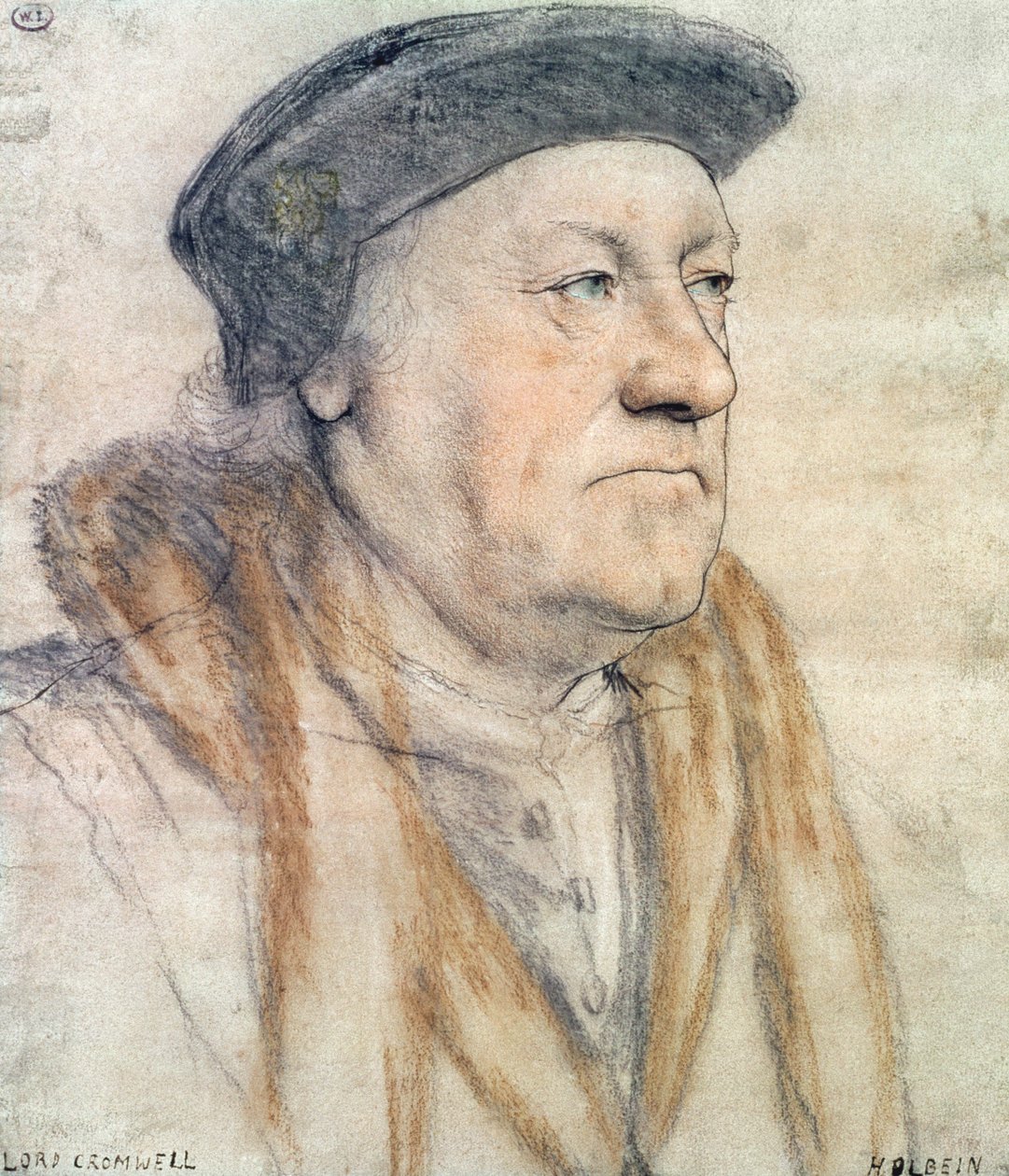 George Nevill, 3 Barão Bergavenny, c.1532-35 (caneta e tinta, giz, lavagem e bodycolour no papel) de Hans Holbein der Jüngere