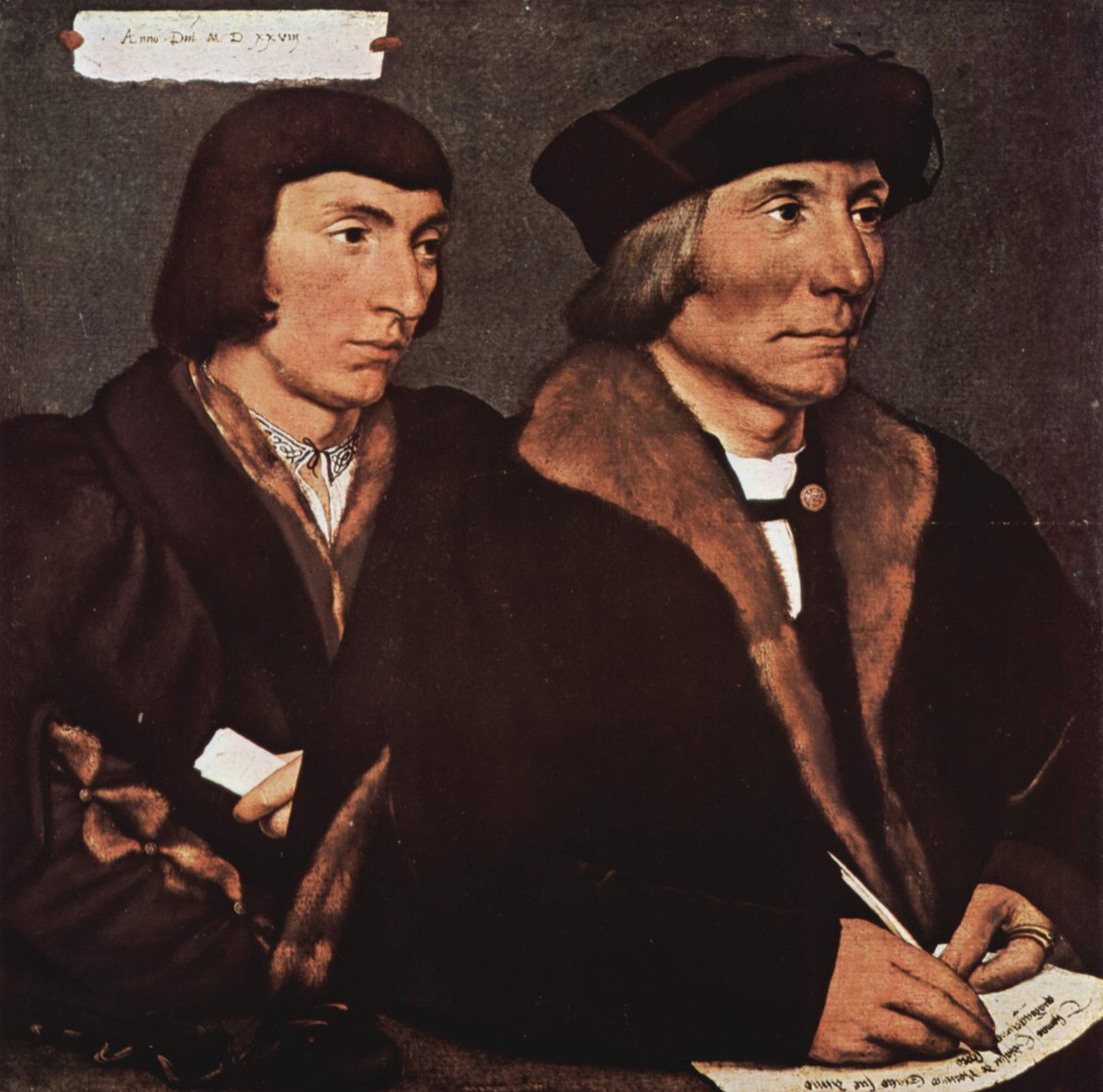 Alemão: Thomas Godsalve (1481-1542) und sein Sohn Sir John (etwa 1510-1556) Retrato de Thomas Godsalve e do seu filho John de Hans Holbein the Younger