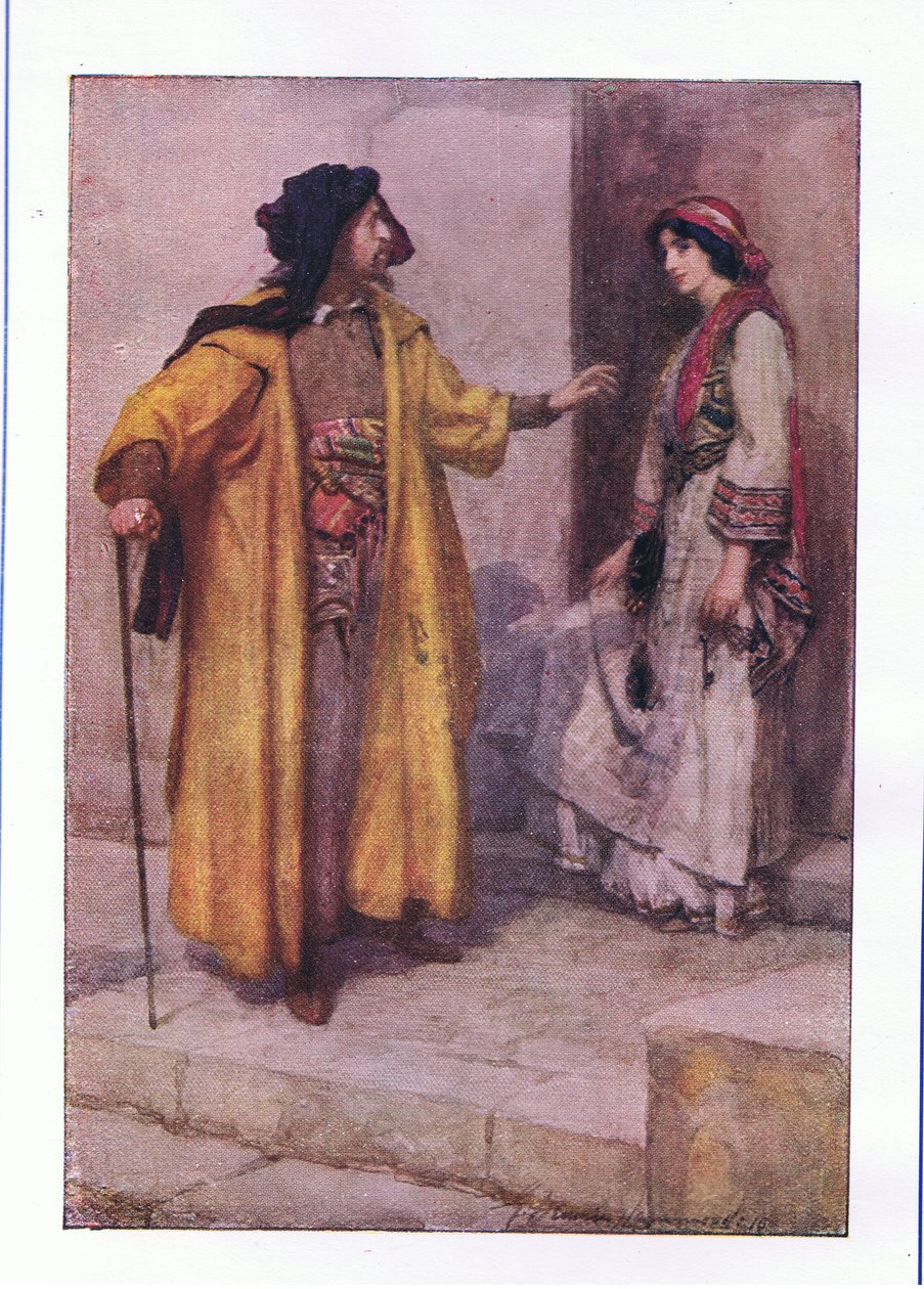 Ouça-me, Jessica: trancar minhas portas (O Mercador de Veneza), de Obras Completas de Shakespeare publicado por George Harrap & Co Ltd, década de 1920 de Hans Holbein der Jüngere