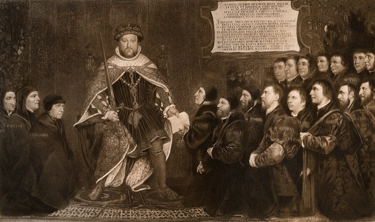 Henrique VIII, Concessão de uma Carta para as Guildas de Barbeiros e Cirurgiões, 1541, 1902. de Hans Holbein der Jüngere