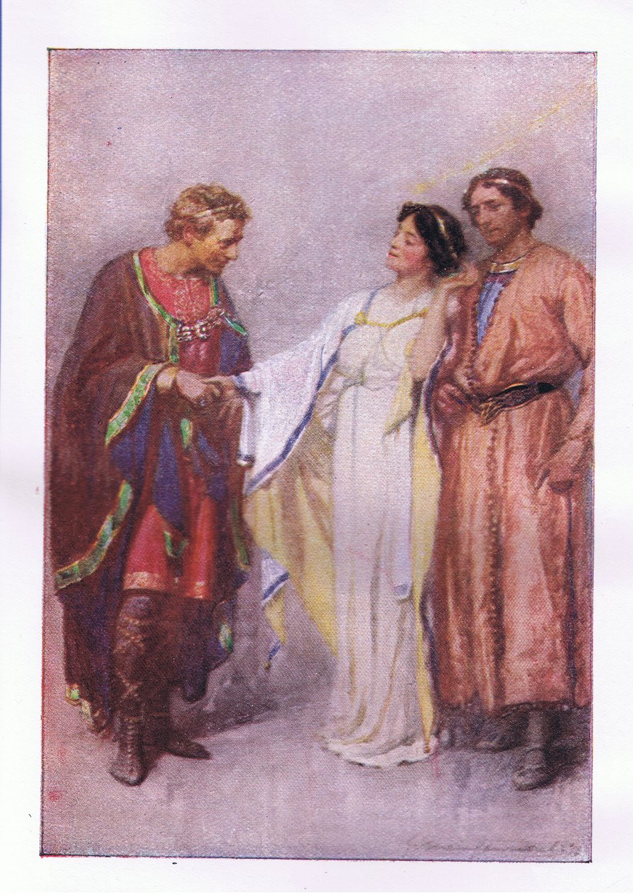 Como você diz Meu prisioneiro ou meu convidado (The Winters Tale), de Obras Completas de Shakespeare, publicado por George Harrap & Co Ltd, década de 1920 de Hans Holbein der Jüngere