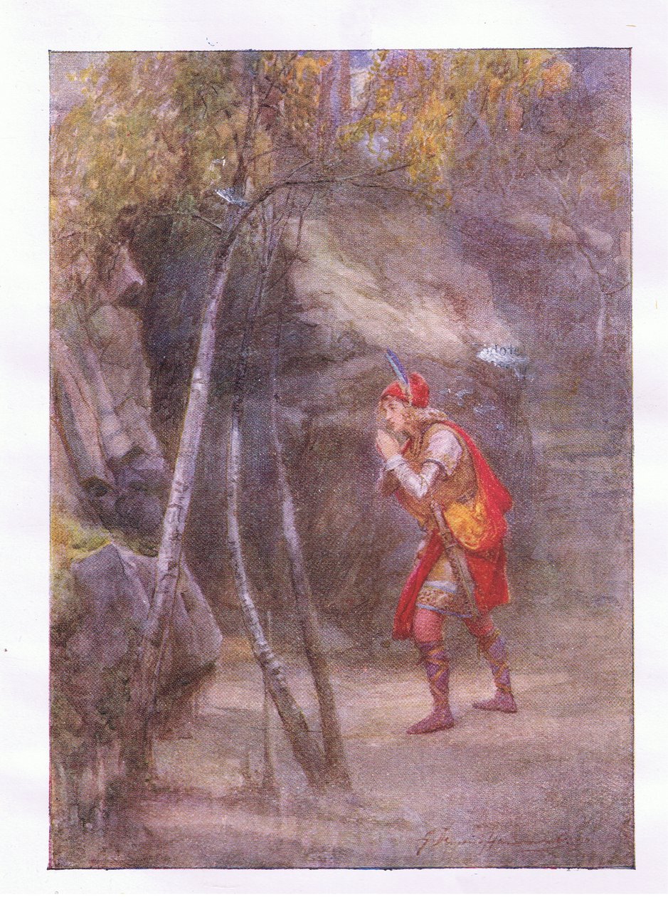 Não! quem está aqui Se qualquer coisa que é falar civil (Cymbeline), de Obras Completas de Shakespeare publicado por George Harrap & Co Ltd, década de 1920 de Hans Holbein der Jüngere