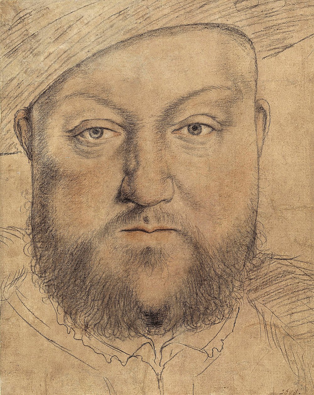 Retrato do Rei Henrique VIII (Henri VIII) de Inglaterra par Holbein, Hans, o Jovem (1497-1543), c.1540 - Carvão vegetal, pastel e sangue sobre cartão - Staatliche Graphische Sammlung, Munique de Hans Holbein der Jüngere