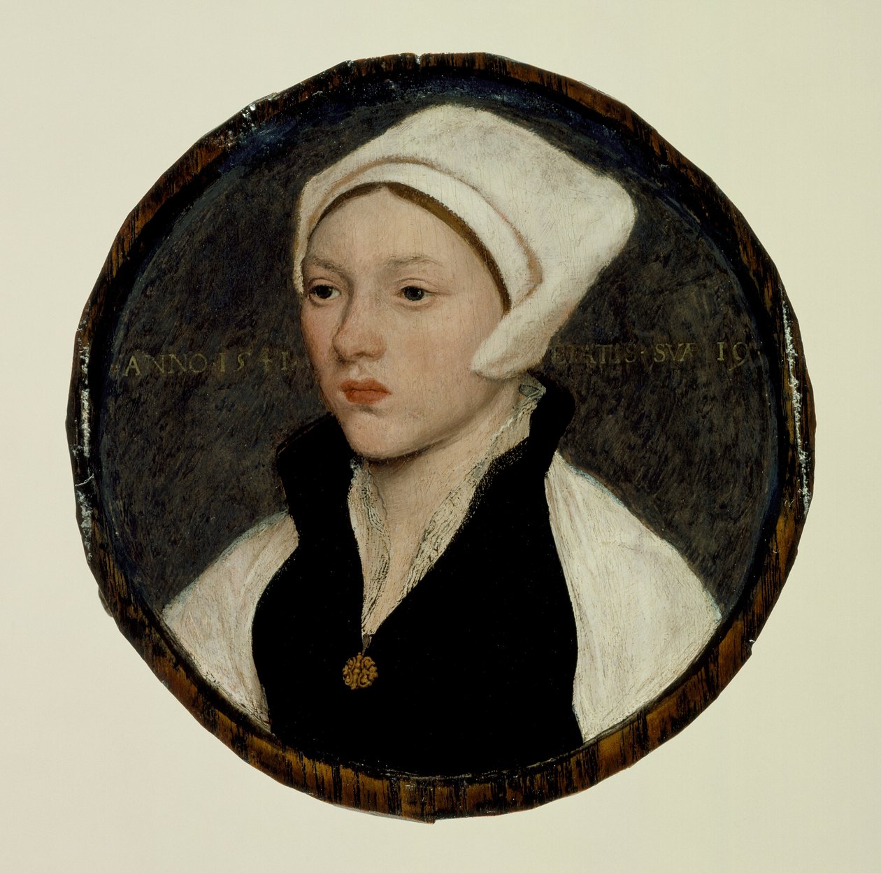 Retrato de uma jovem com coifa branca de Hans Holbein the Younger
