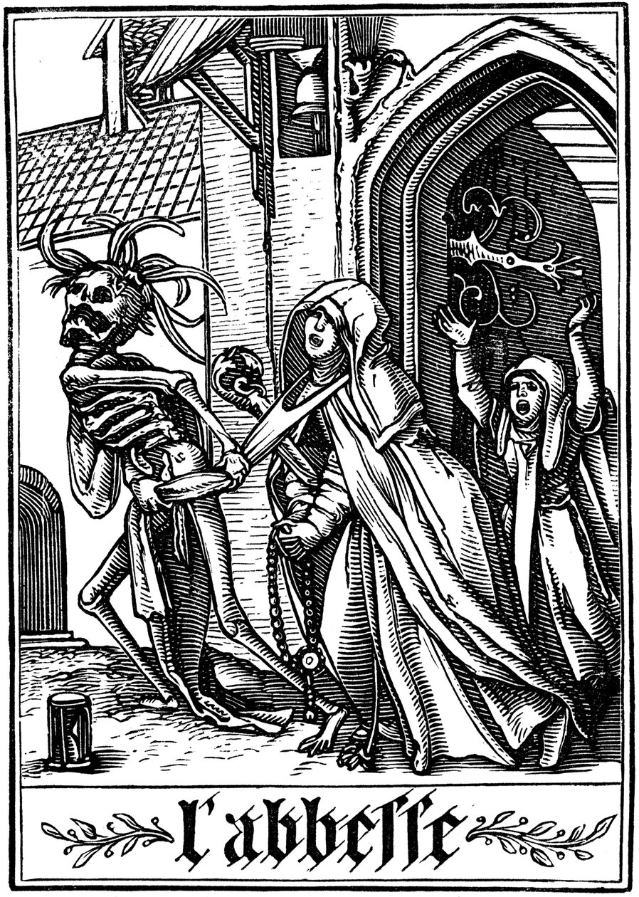 A abadessa visitada pela morte, 1538 de Hans Holbein der Jüngere