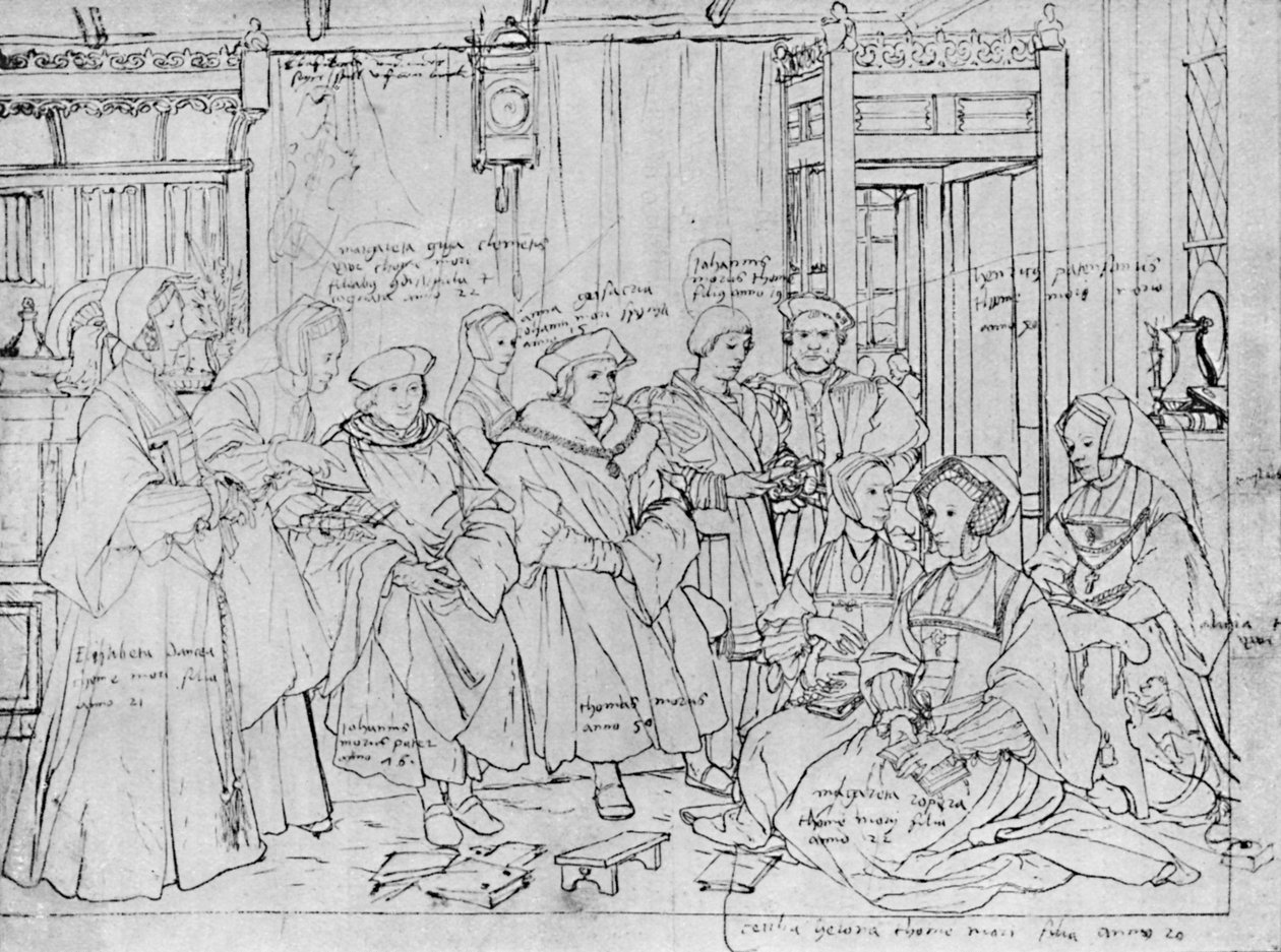 The More Family, do esboço de Holbein no Museu da Basileia, 1527, 1903 de Hans Holbein der Jüngere