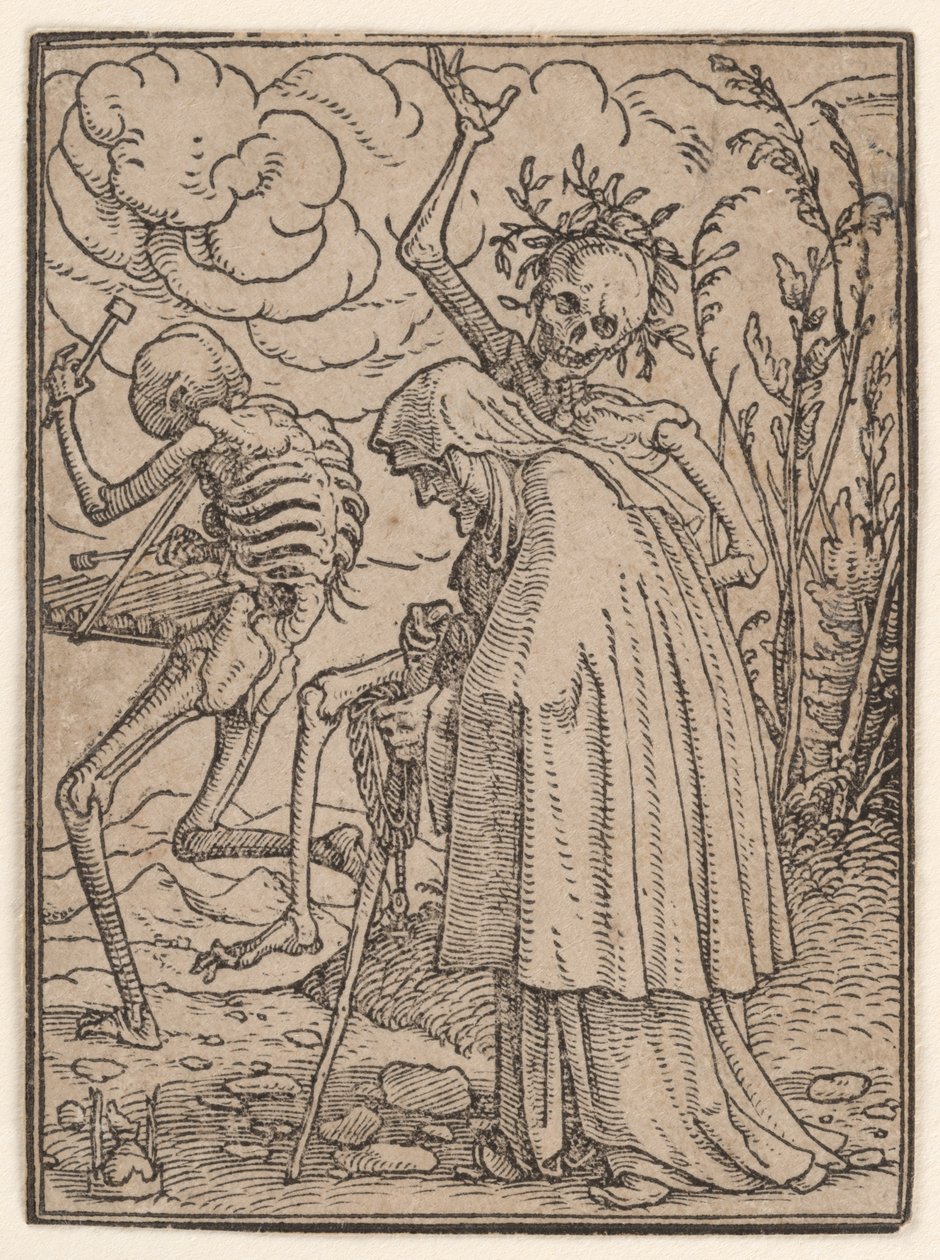 A velha, de «A dança da morte» de Hans Holbein the Younger