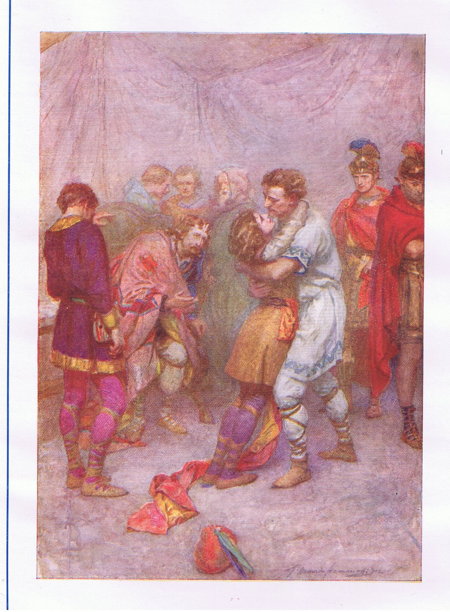 Por que você jogou sua esposa de você (Cymbeline), de Obras Completas de Shakespeare publicado por George Harrap & Co Ltd, década de 1920 de Hans Holbein der Jüngere