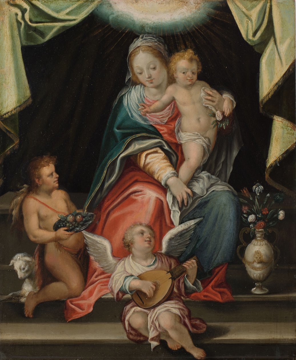 Nossa Senhora Entronizada (óleo sobre cobre) de Hans I or Johann Rottenhammer