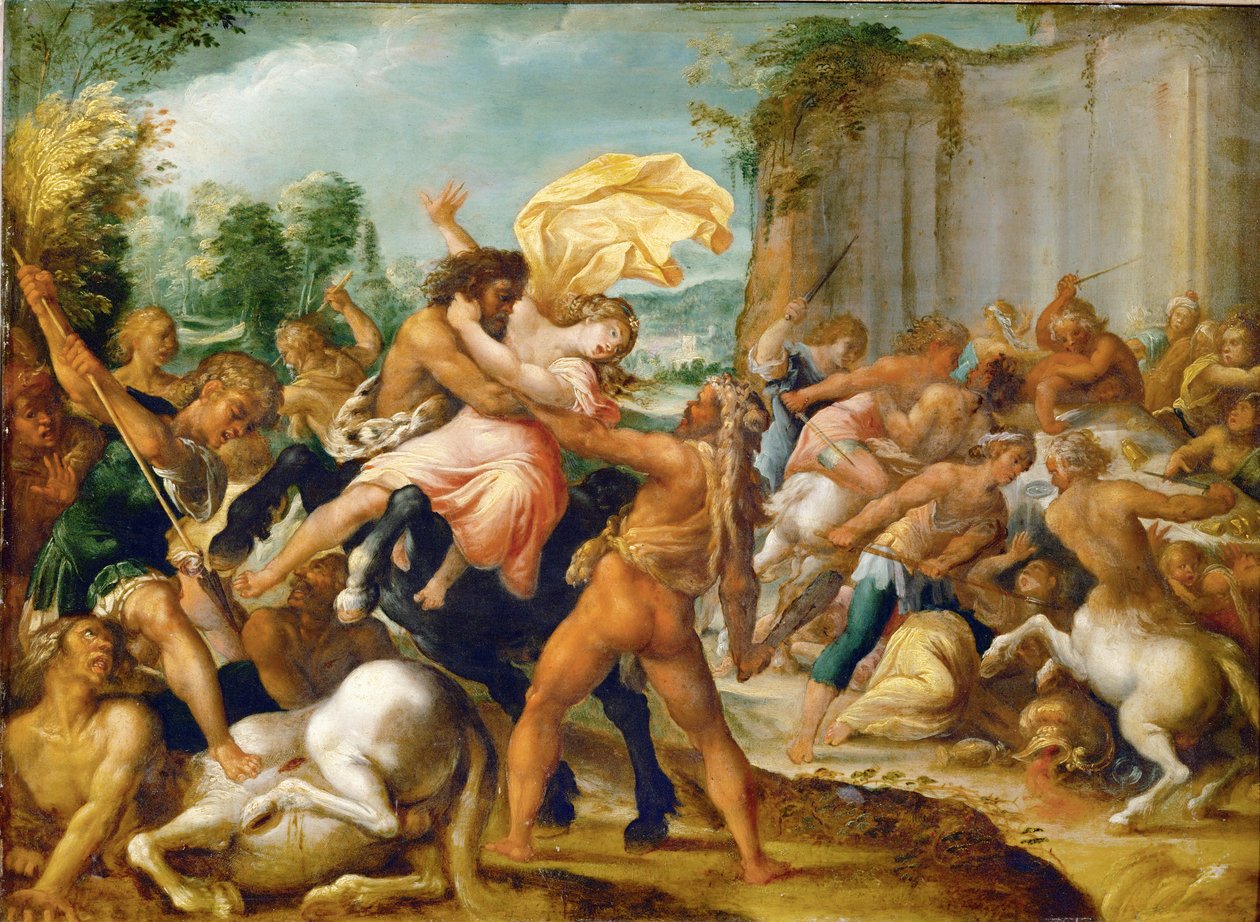 Hércules liberta Dejaneira do centauro Eurytion (cobre) de Hans I or Johann Rottenhammer