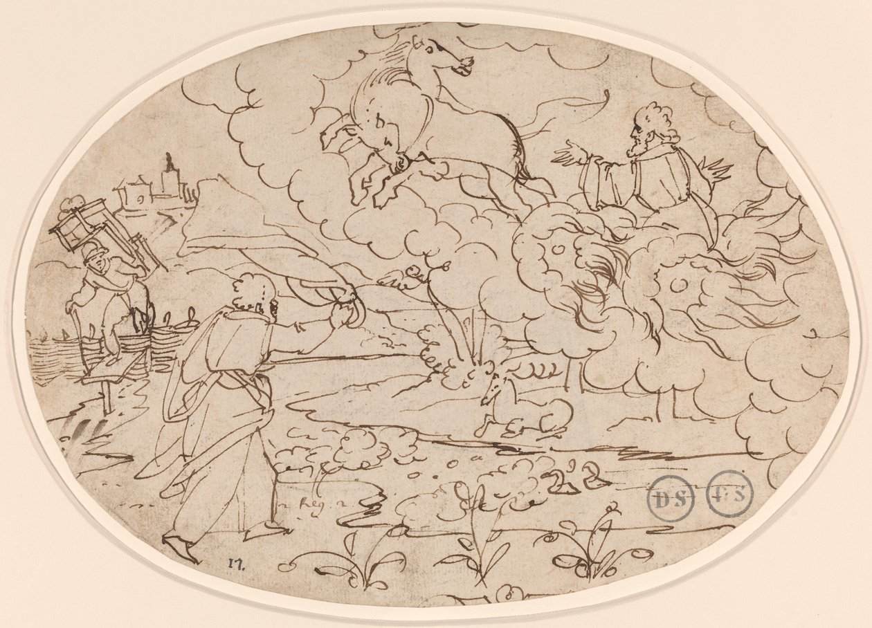 Eliseu Observando Elias na Carruagem de Fogo de Hans Jakob Nüscheler
