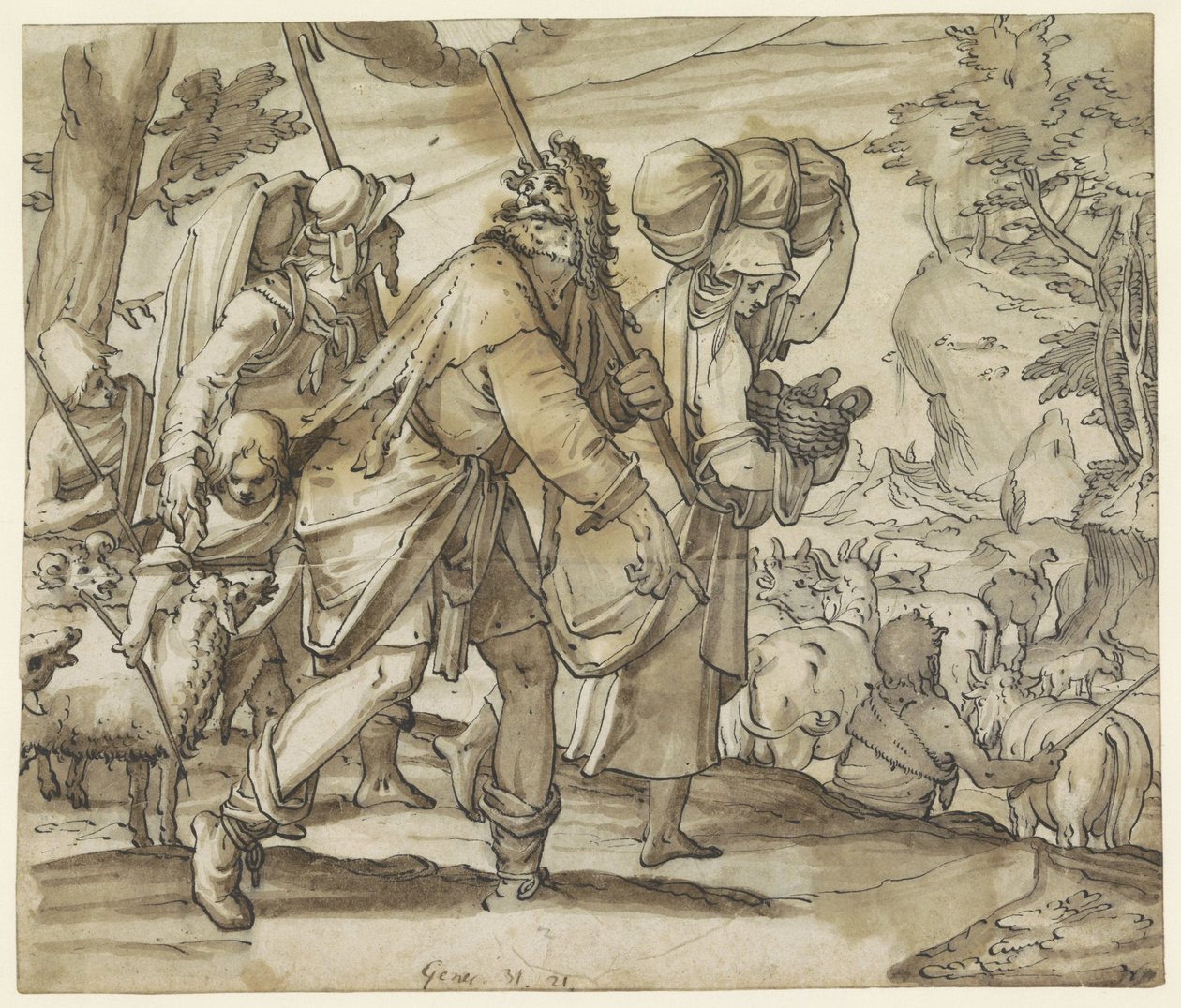Jacó foge de Labão na terra de Canaã de Hans Jegli (II)