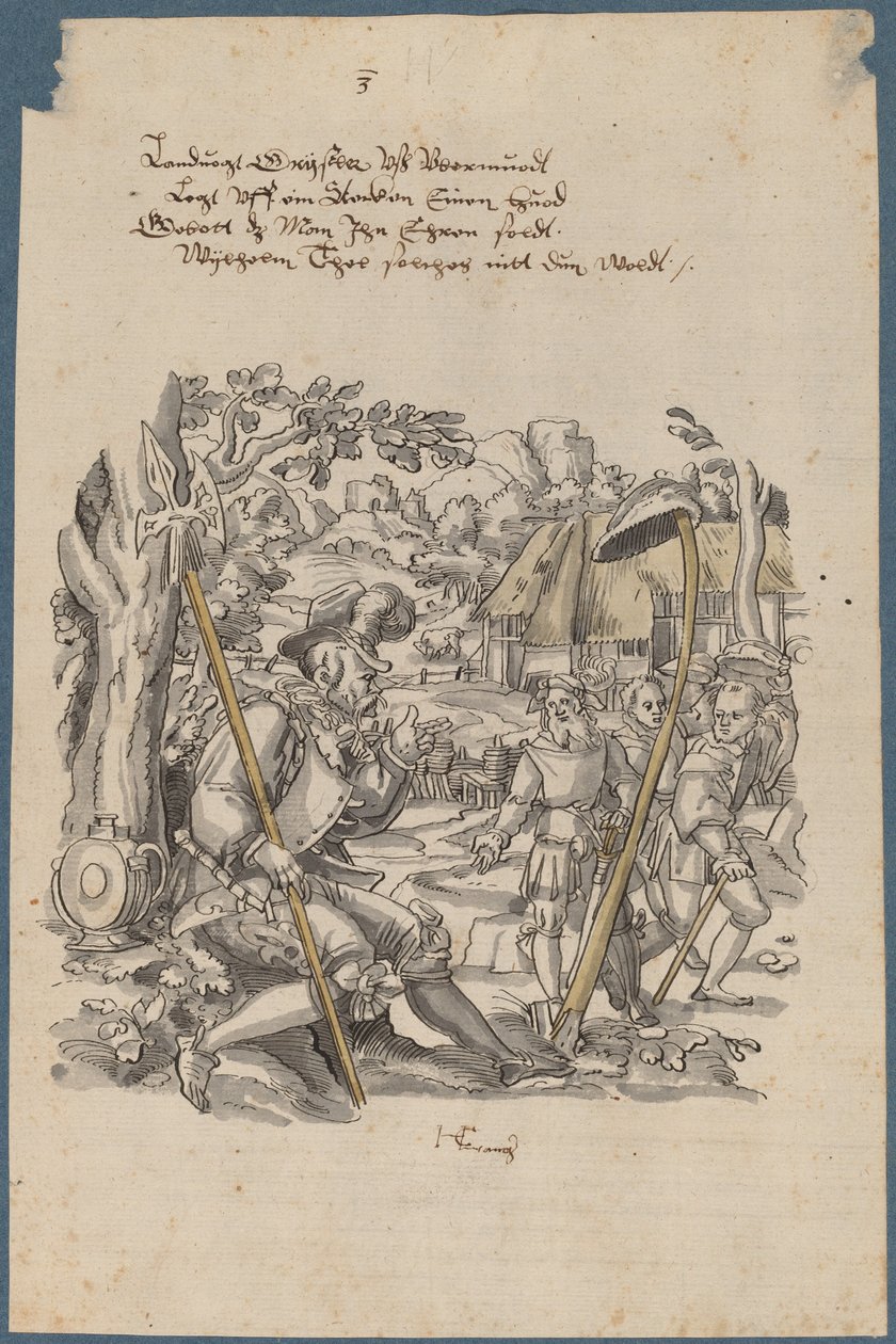 William Tell se recusa a honrar o chapéu do governador Gessler de Hans Kaspar Lang the Elder