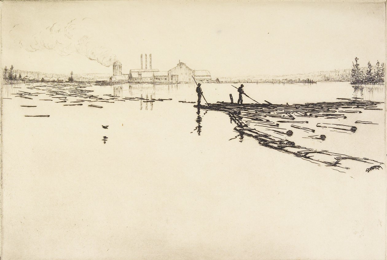 The Log Boom, c.1924 (gravura) de Hans Kleiber