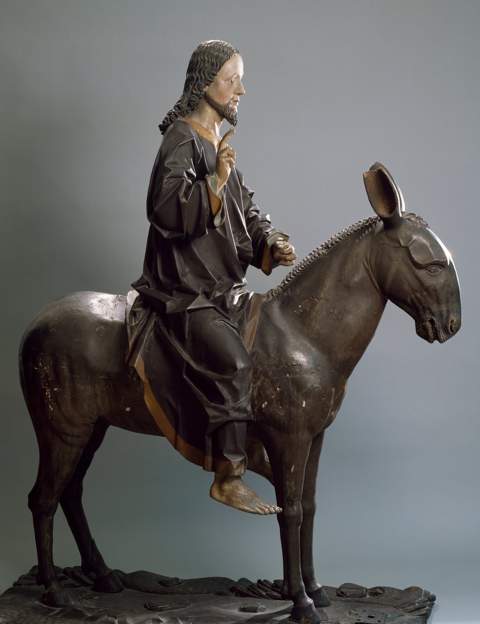 Cristo no burro, ca 1498, por Hans Klocker (activo ca 1478-1500), estátua de madeira policromada, Itália de Hans Klocker