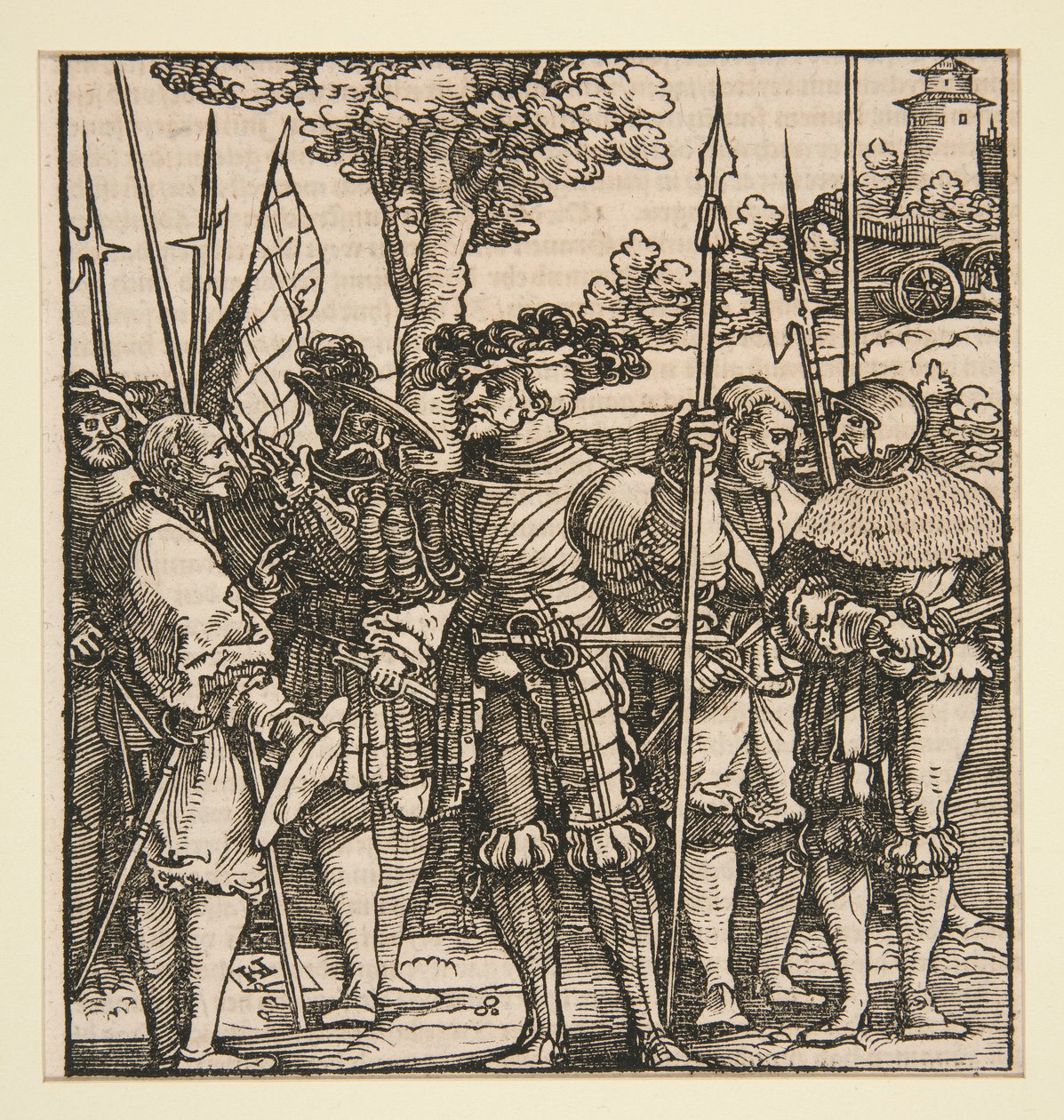 Um capitão conversando com cinco soldados de Hans Leonard Schaufelein