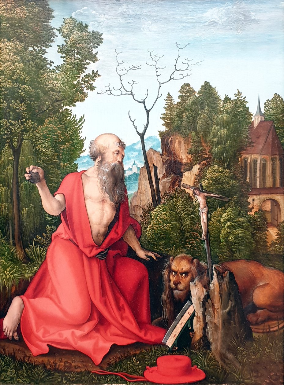 Alemão: Saint Jerome Saint Jerome in the desert de Hans Leonhard Schäufelein