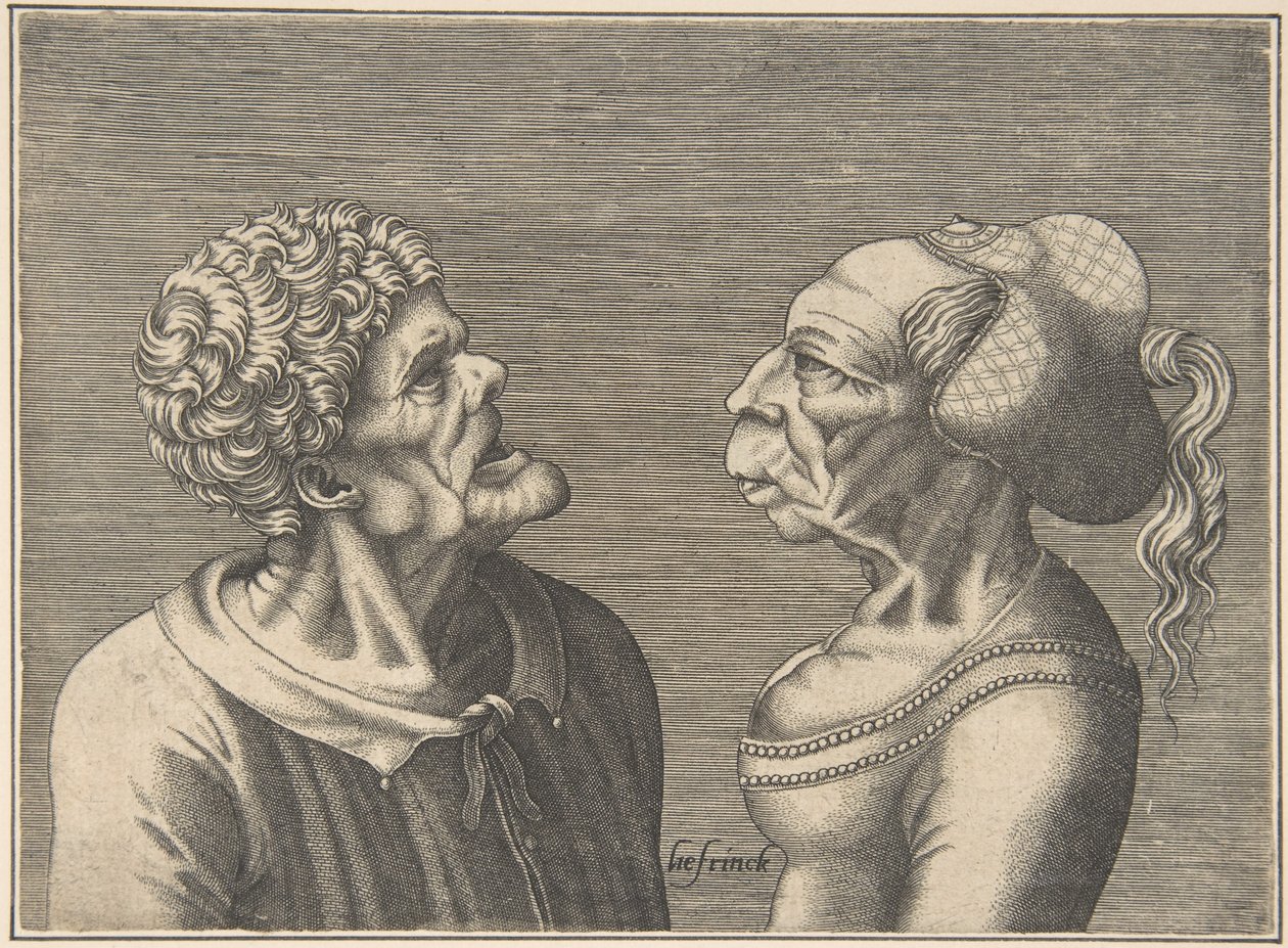 Duas cabeças grotescas, 1538-73. de Hans Liefrinck