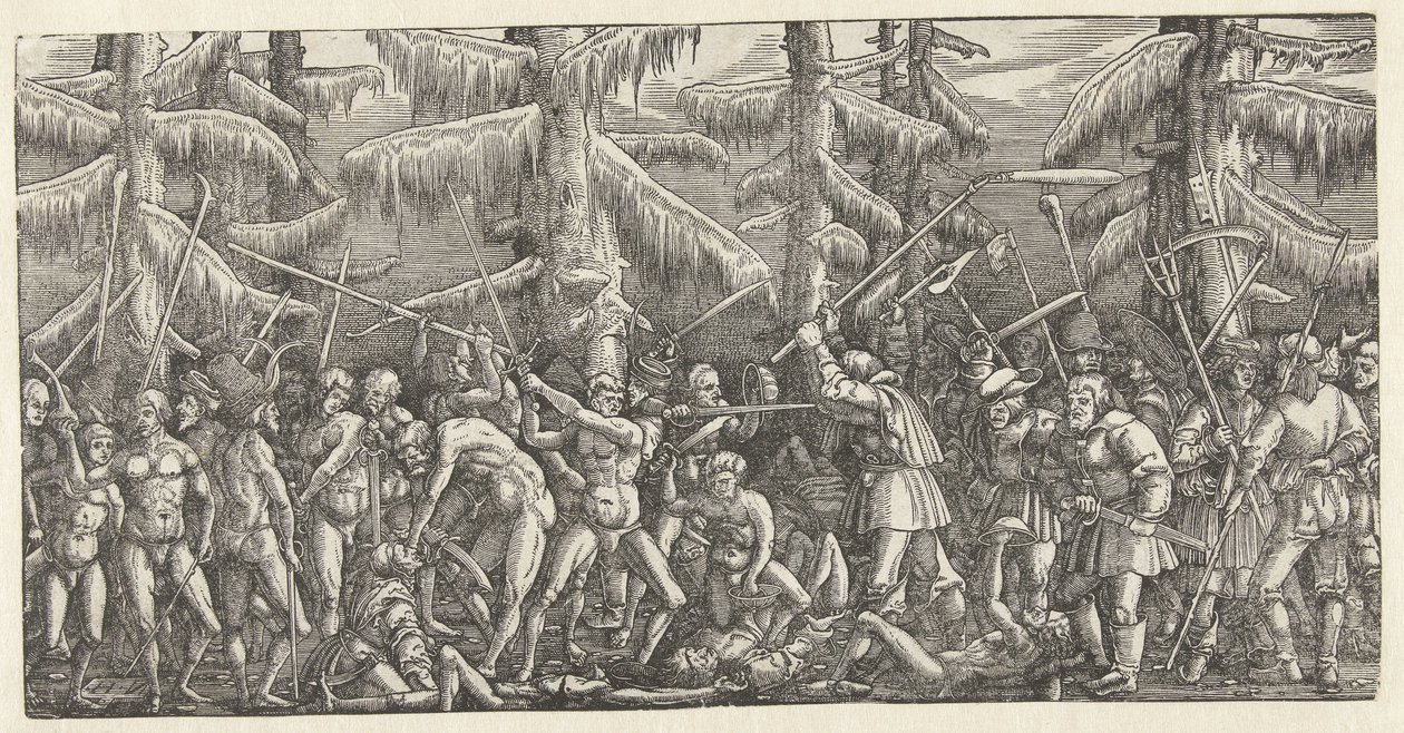 Batalha de homens nus e camponeses de Hans Lützelburger