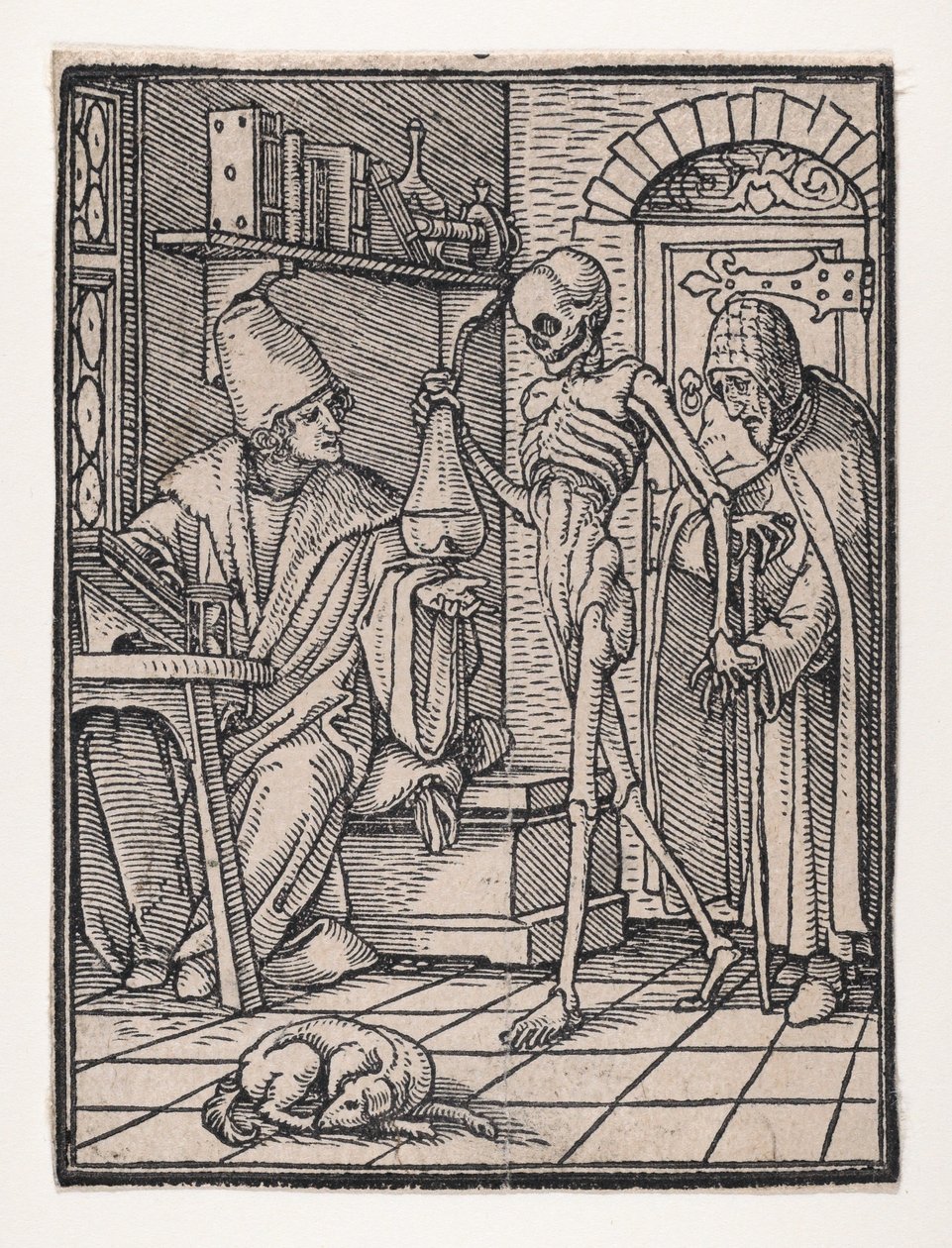 O Doutor ou Médico, de A Dança da Morte, ca. 1526, publicado em 1538. de Hans Lützelburger