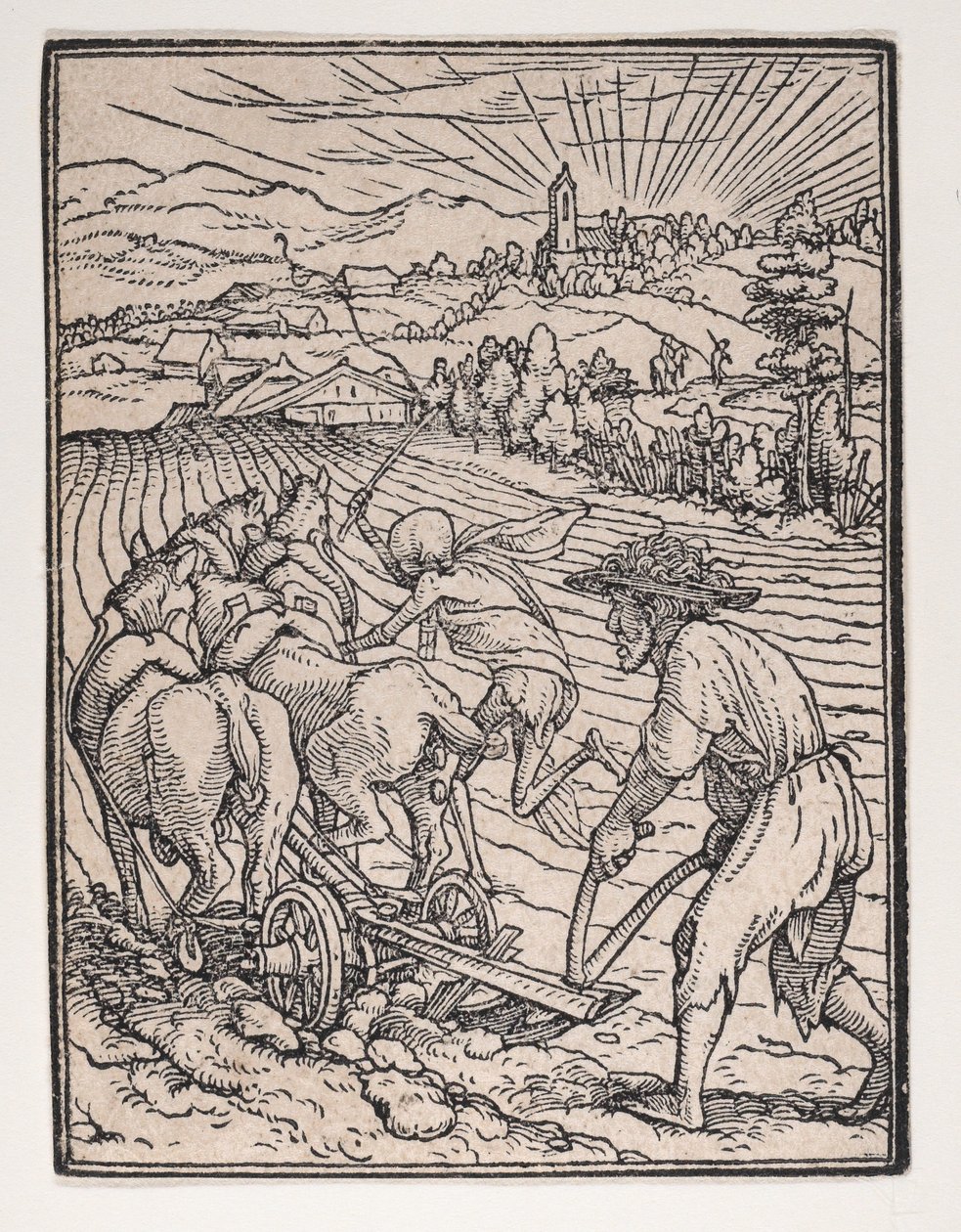 O Camponês ou Lavrador, de A Dança da Morte, ca. 1526, publicado em 1538. de Hans Lützelburger