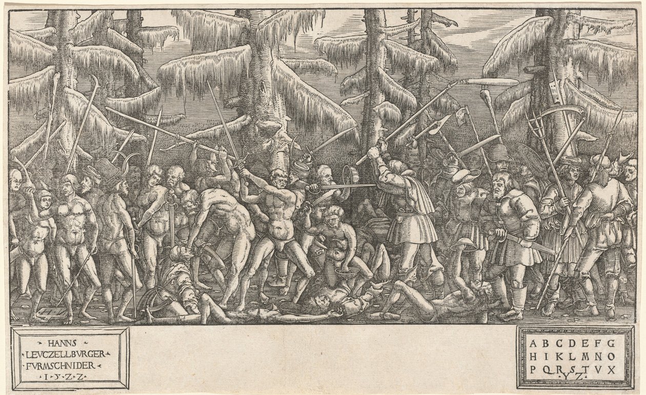 Batalha dos Homens Nus e Camponeses de Hans Lützelburger, after Master NH
