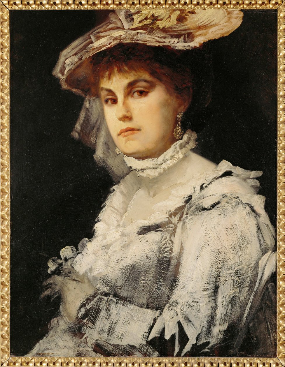 Amalie Makart, primeira mulher do pintor ... (pintura sobre madeira) de Hans Makart