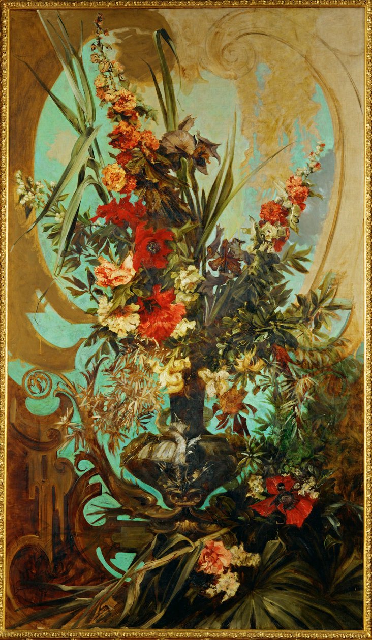 Blumenstueck - Natureza morta de flores ... (pintura sobre tela) de Hans Makart
