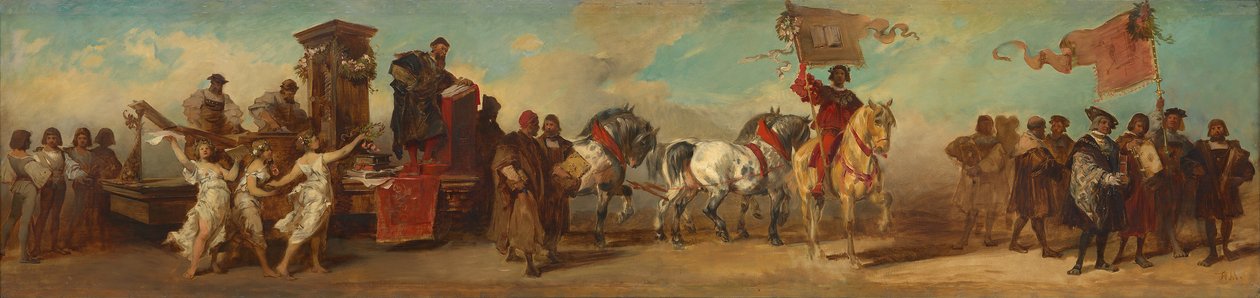Projecto para o cortejo festivo de 1879 - Os impressores, livreiros e comerciantes de arte de Hans Makart