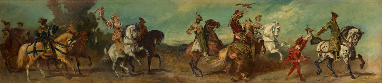 Projecto para o cortejo festivo de 1879 - A caça ao falcão de Hans Makart