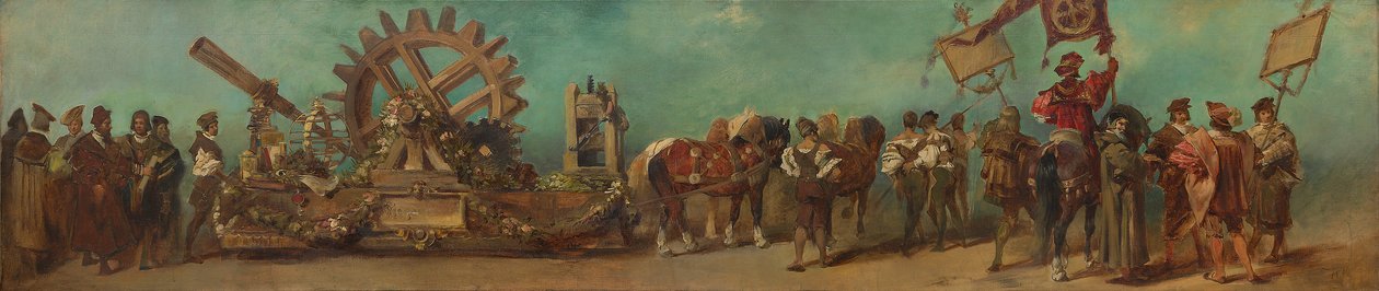 Esboço do desfile de 1879 — Os engenheiros mecânicos e os mecânicos de Hans Makart