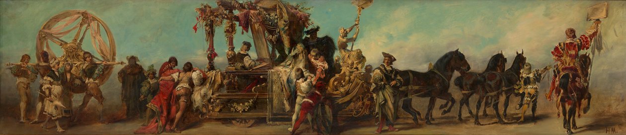 Esboço para o desfile de 1879 — A indústria têxtil de Hans Makart