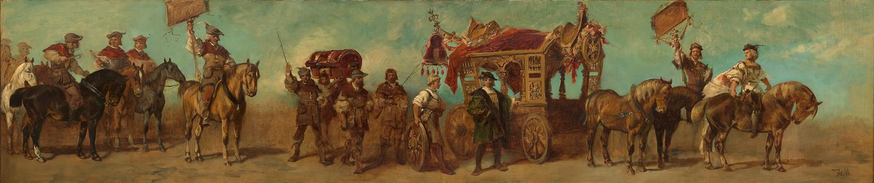 Projecto para o cortejo festivo de 1879 - Os fabricantes de carros, seleiros, fabricantes de correias e fabricantes de bolsas de Hans Makart