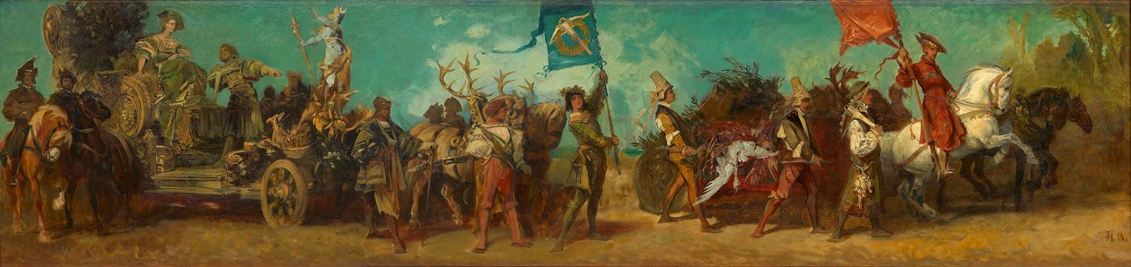 Esboço para o desfile de 1879 — Carro alegórico da caça de Hans Makart