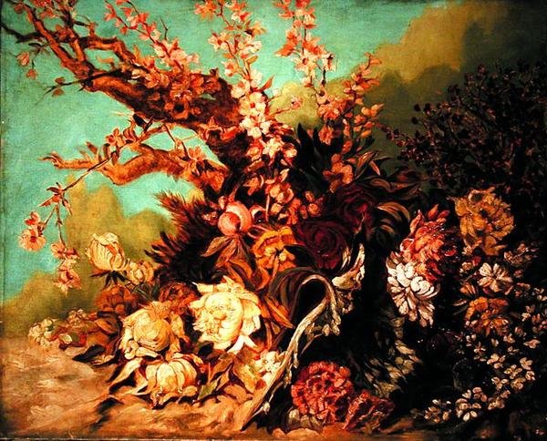 Arranjo Floral com Ramos de Flores e Peônias, c.1884 (óleo sobre tela) de Hans Makart