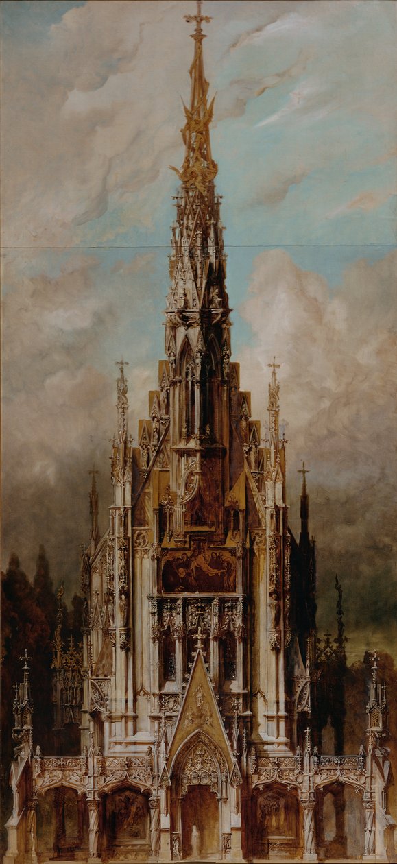 Igreja gótica de São Miguel, fachada da torre de Hans Makart