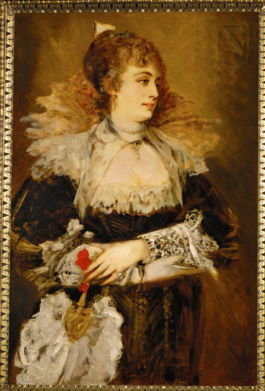 Hanna Klinkosch, membro conhecido da alta sociedade de Viena ... (pintura sobre madeira) de Hans Makart