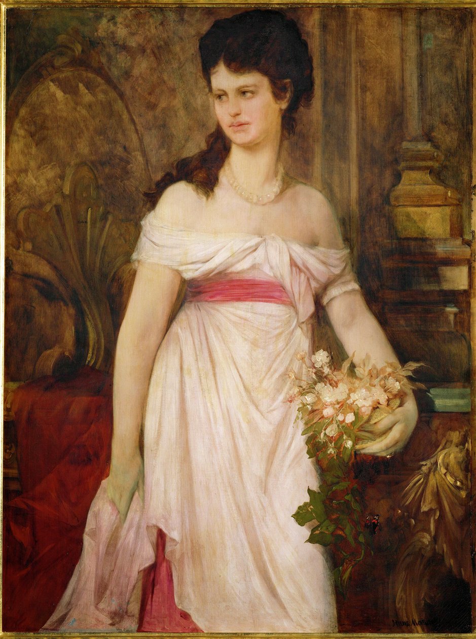 Senhora de branco ... (pintura sobre tela) de Hans Makart