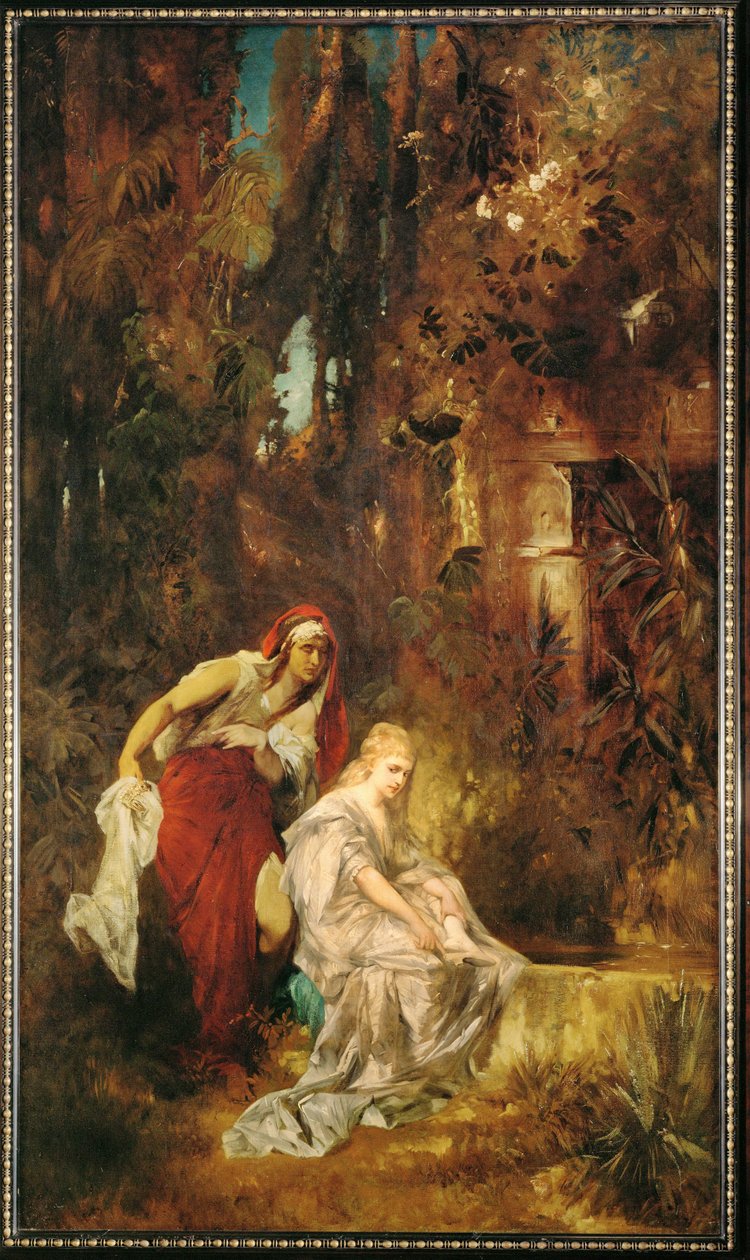 Branca de Neve adormecida ... (pintura sobre tela) de Hans Makart