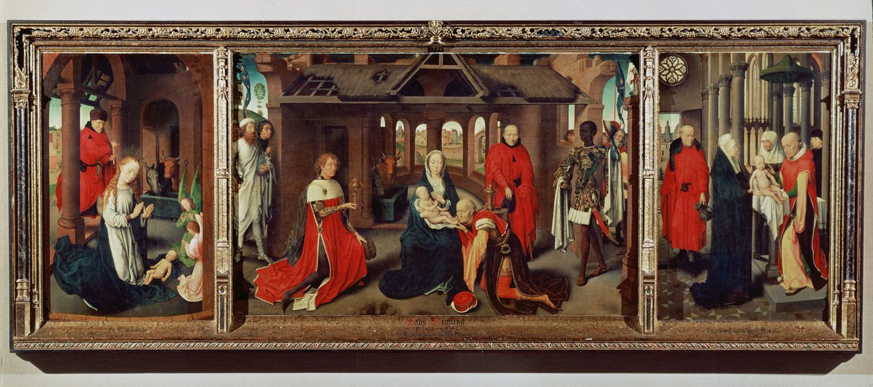 Adoração dos Magos: Tríptico completo de Hans Memling