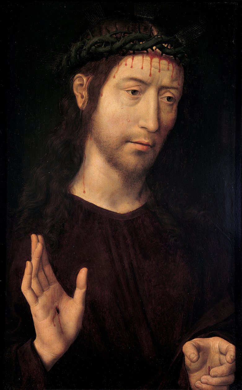 Christ Blessing par Memling, Hans (1433/40-1494). Óleo sobre madeira, tamanho : 53,4x39,1 de Hans Memling