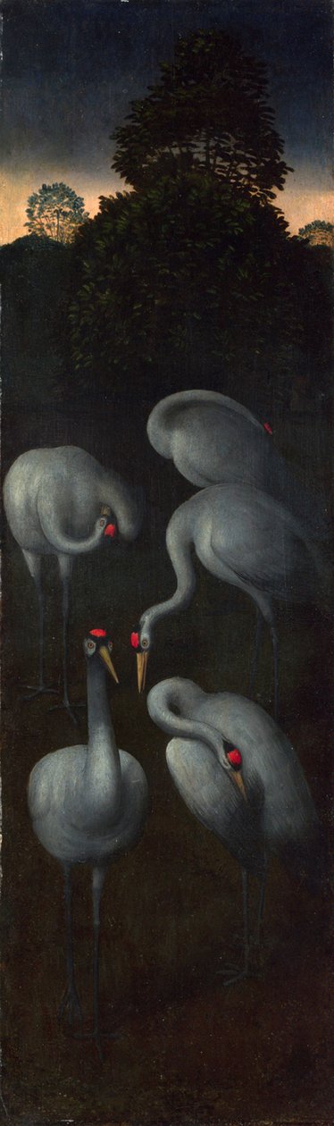 Guindastes O inverso de um painel de um tríptico, c. 1480 de Hans Memling