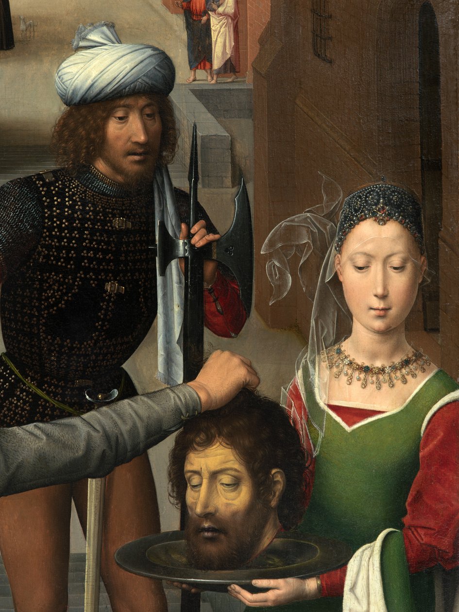 Detalhe do painel esquerdo do Tríptico de São João Baptista e São João Evangelista de Hans Memling