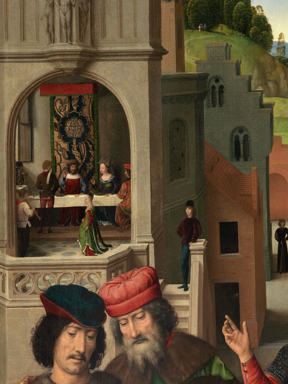Detalhe do painel esquerdo do Tríptico de São João Baptista e São João Evangelista de Hans Memling