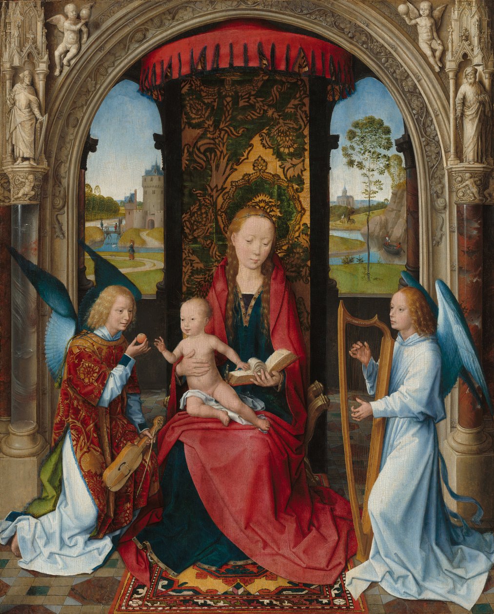 Madonna e criança com anjos, depois de 1479. de Hans Memling