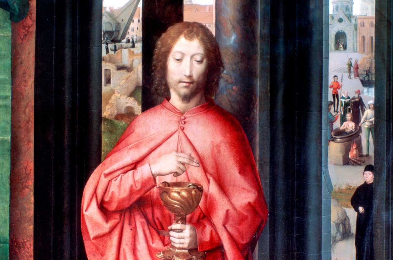 Casamento místico de Santa Catarina e outros santos, detalhe, c1453-1494 de Hans Memling