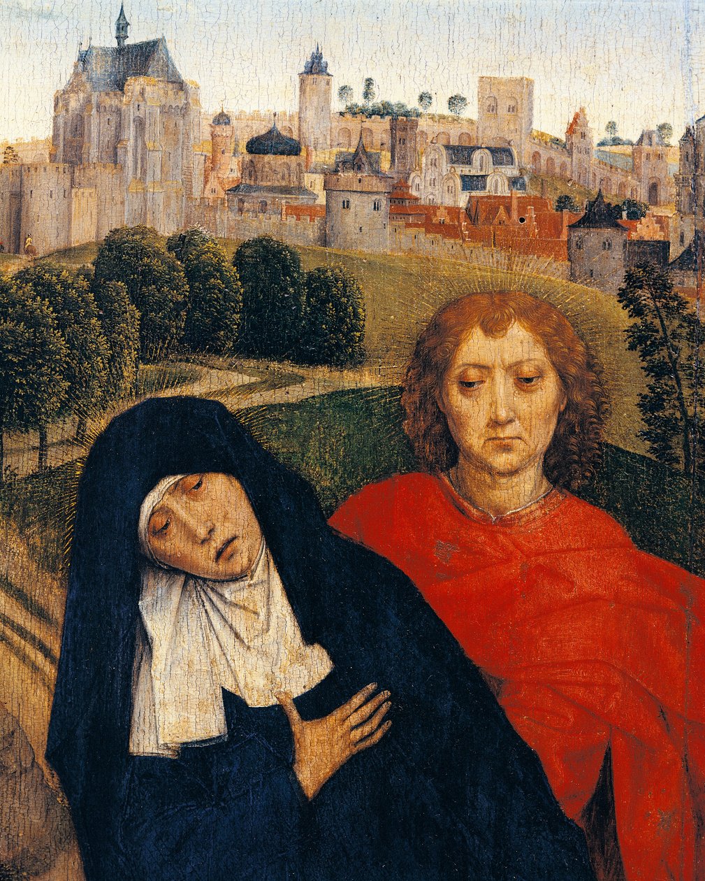Nossa Senhora das Dores, detalhe da Crucificação por Hans Memling (cerca de 1430-1494) de Hans Memling