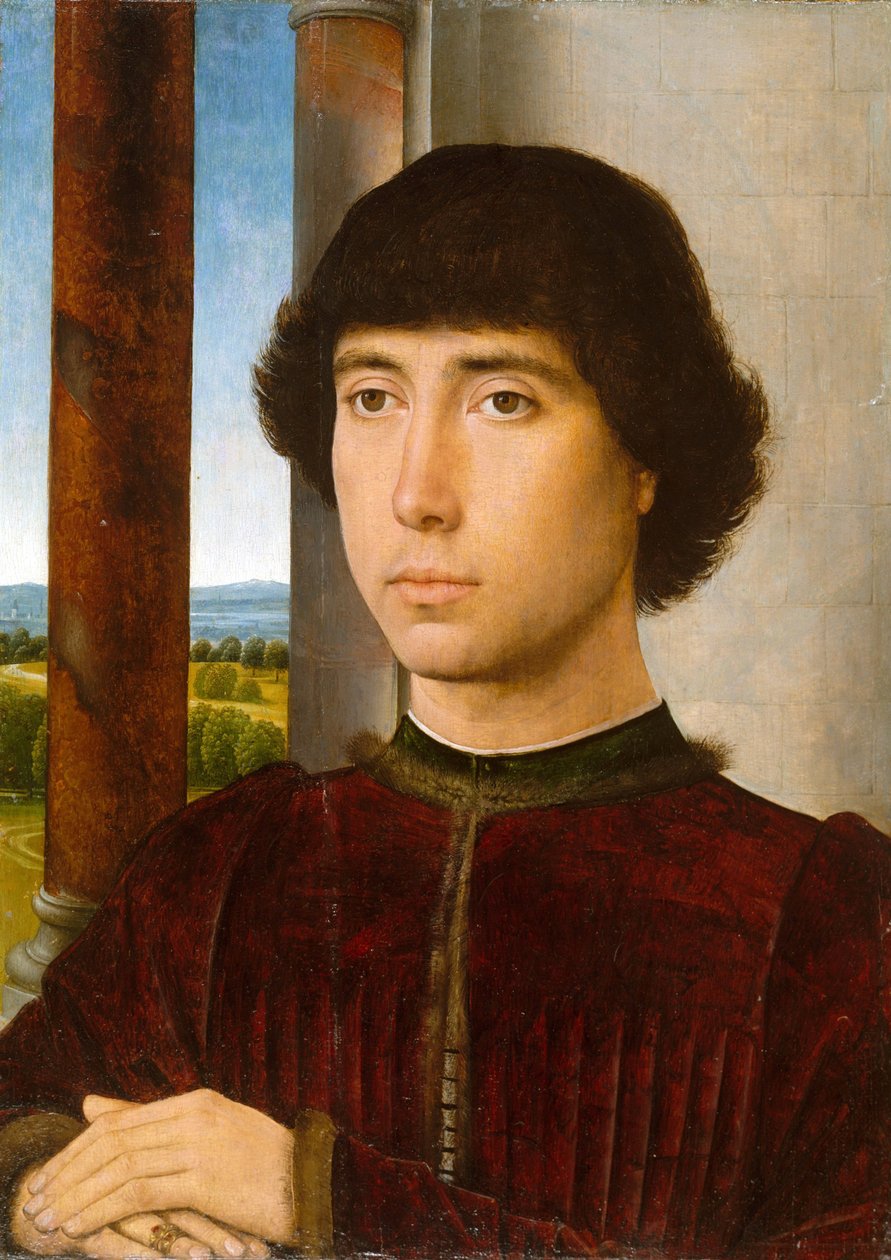 Retrato de um homem numa loggia de Hans Memling