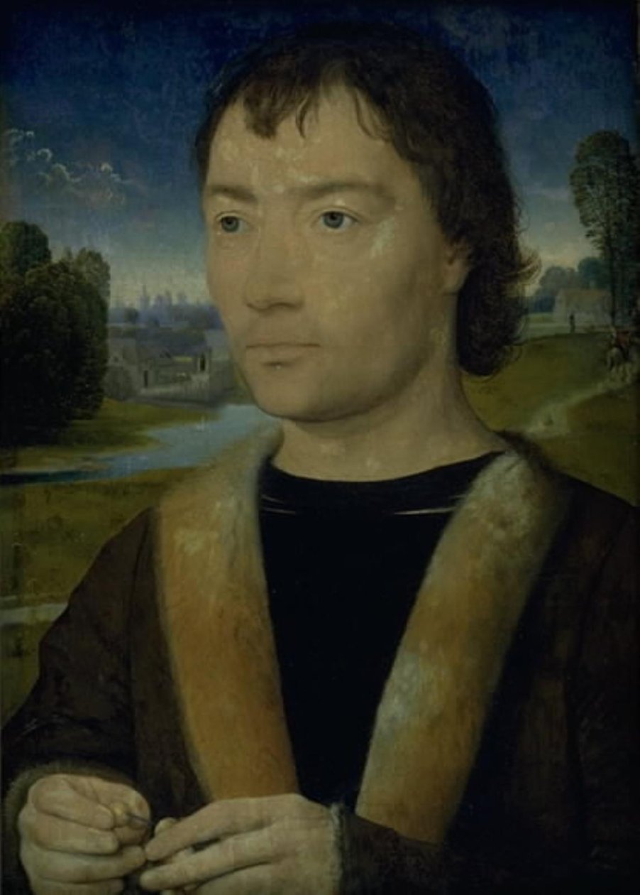Retrato de um jovem com um rosário de Hans Memling